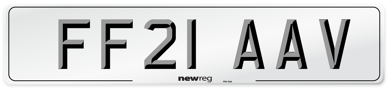 FF21 AAV Number Plate from New Reg